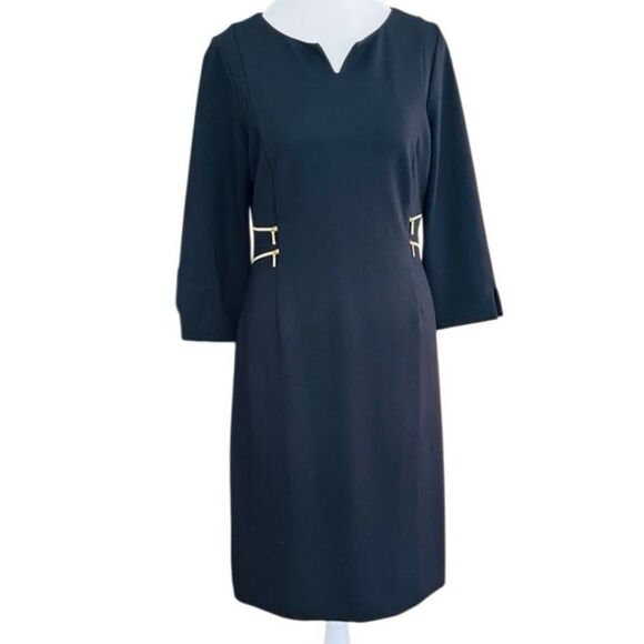 Seraphine Black Gold Zip Detail Dress size 6. - Picture 6 of 10